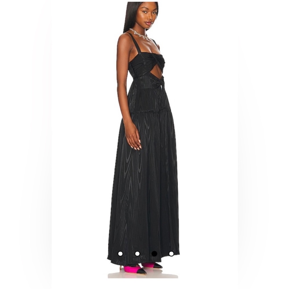 Lovers + Friends Kent Tiered Maxi Black Open Cut-Out Front Dress Small 4-6 NWT - Picture 3 of 11
